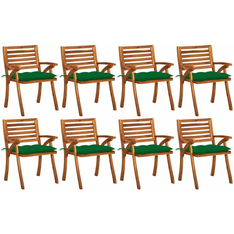 

Sillas de jardín 8 uds madera maciza de teca con cojines - Marrón - Youthup