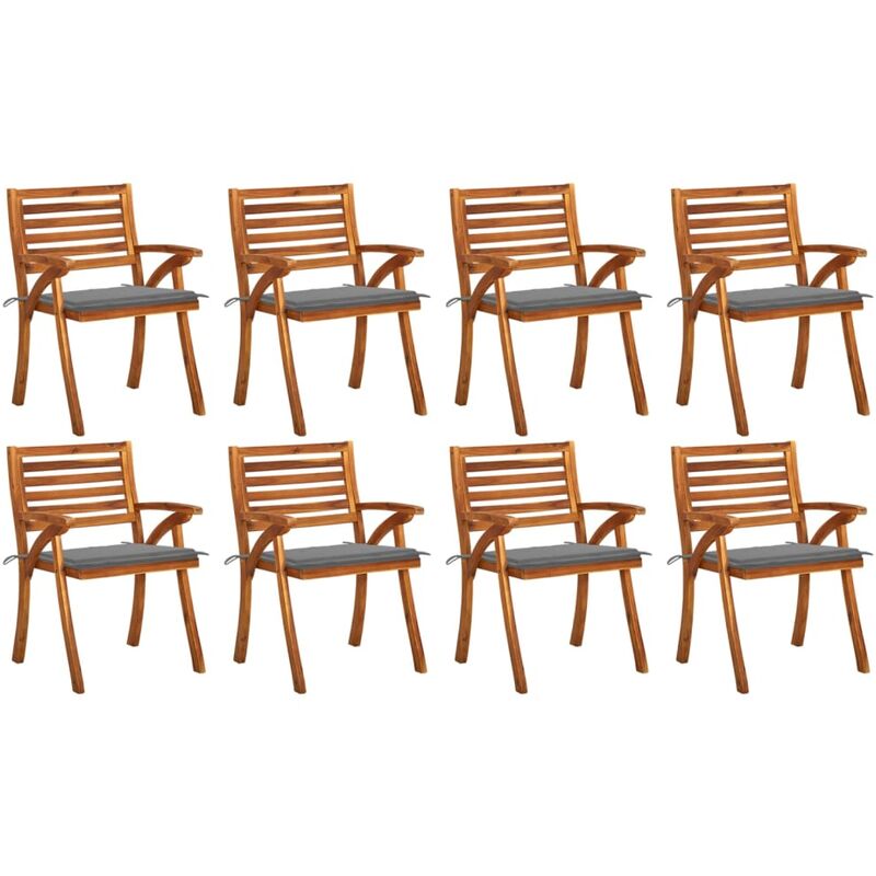 

Sillas de jardín 8 uds madera maciza de teca con cojines - Marrón - Youthup