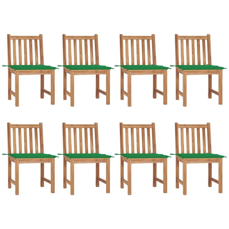 

Sillas de jardín 8 unidades madera de teca con cojines - Marrón - Youthup