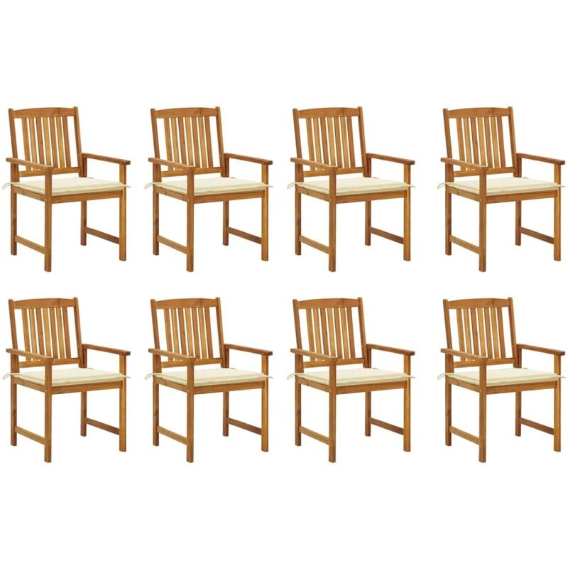 

Sillas de jardín con cojines 8 uds madera maciza de acacia - Marrón - Youthup