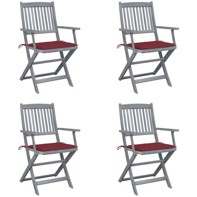 

Sillas de jardín plegables 4 uds cojines madera maciza acacia - Youthup