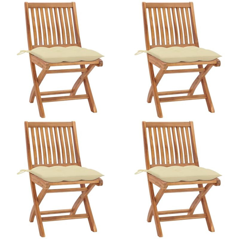 

Sillas de jardín plegables 4 uds madera maciza teca con cojines - Marrón - Youthup