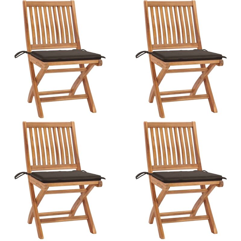 

Sillas de jardín plegables 4 uds madera maciza teca con cojines - Marrón - Youthup