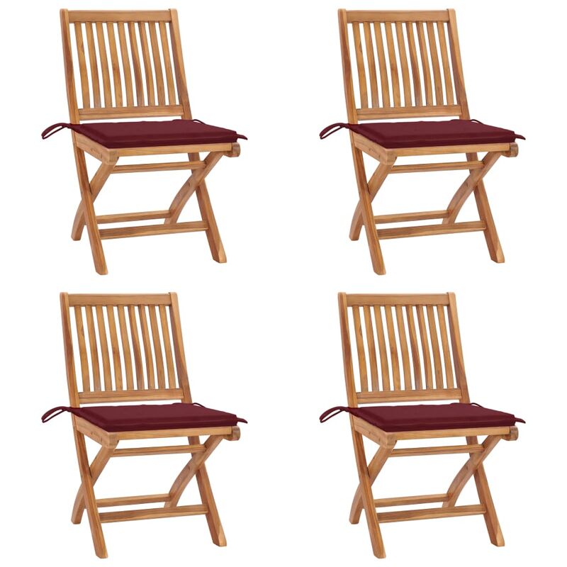 

Sillas de jardín plegables 4 uds madera maciza teca con cojines - Marrón - Youthup