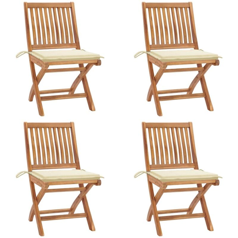 

Sillas de jardín plegables 4 uds madera maciza teca con cojines - Marrón - Youthup