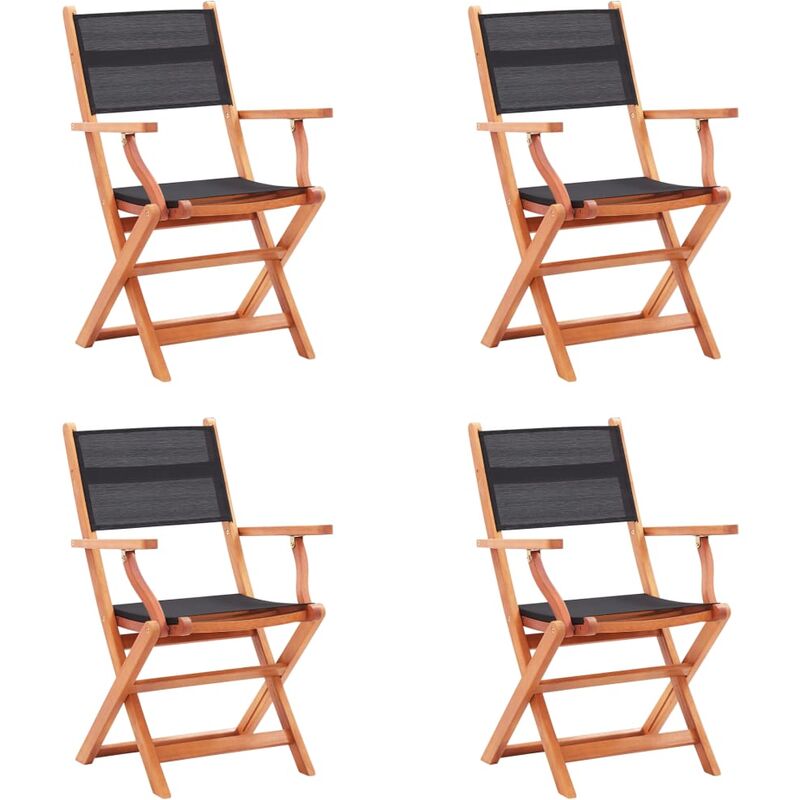 

Sillas jardín plegables 4 uds madera eucalipto textilene negro - Negro - Youthup