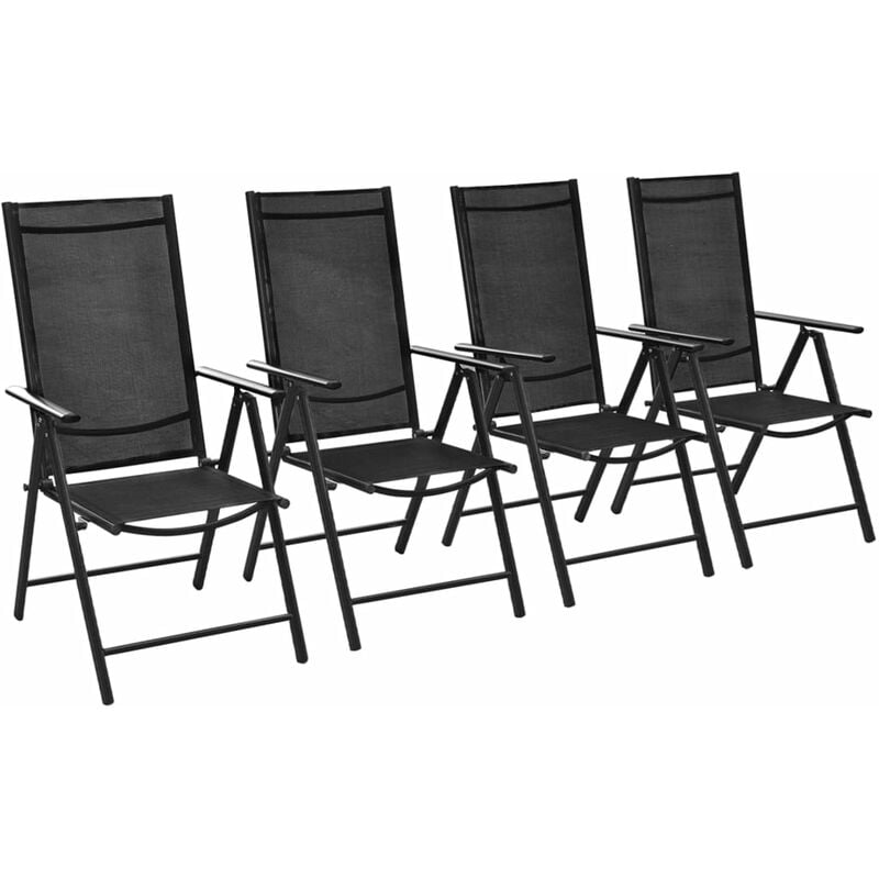 

Sillas plegables de jardín 4 uds aluminio y textilene negro - Negro - Youthup