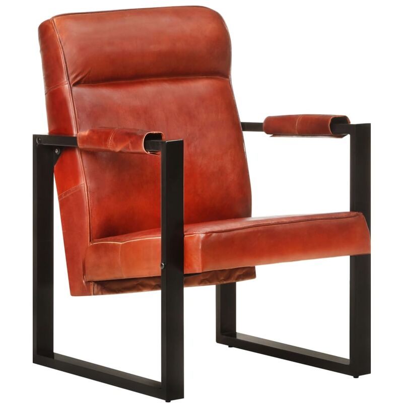 

Sillón de cuero de cabra real marrón oscuro 60x75x90 cm - Marrón - Youthup