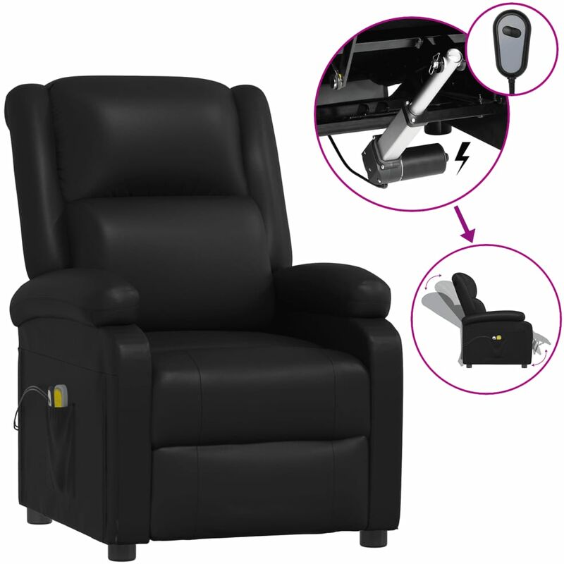 

Sillón de masaje eléctrico de cuero sintético negro - Negro - Youthup
