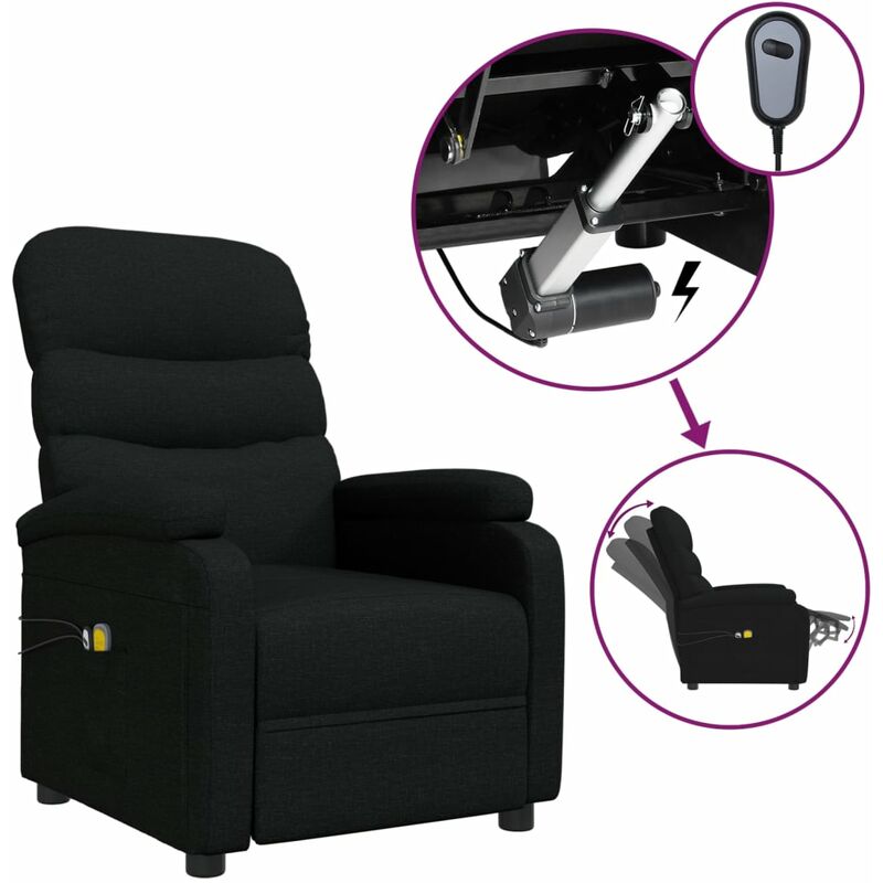 

YOUTHUP Sillón de masaje eléctrico de tela negro - Negro