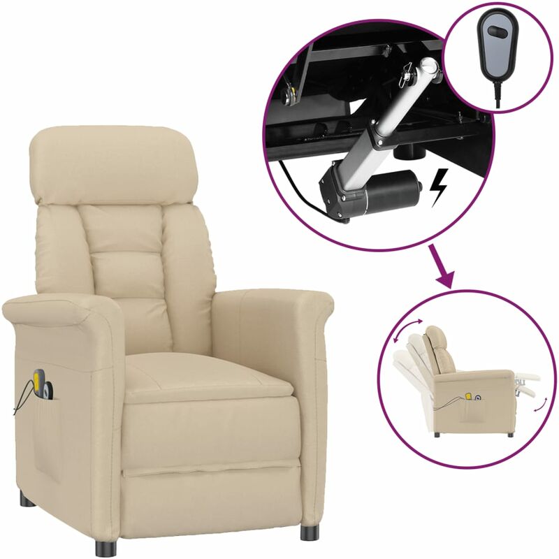 

Sillón de masaje eléctrico reclinable piel ante sintética crema - Crema - Youthup