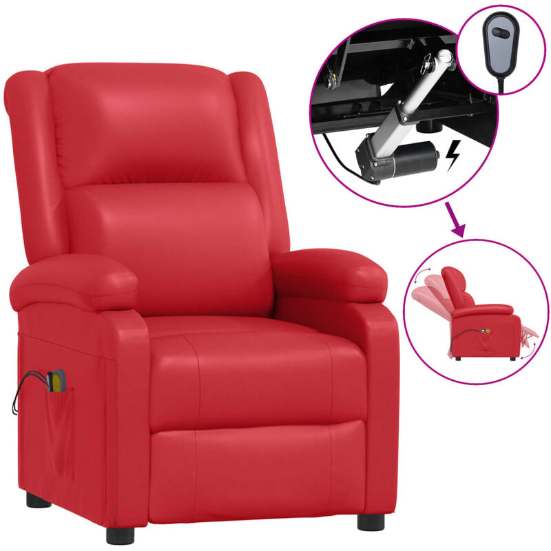 

Sillón de masaje eléctrico reclinable piel sintética rojo - Rojo - Youthup