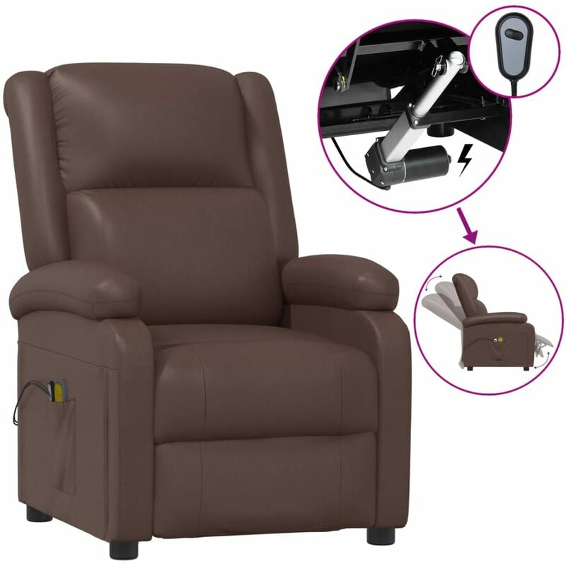 

Sillón de masaje eléctrico y reclinable cuero sintético marrón - Marrón - Youthup