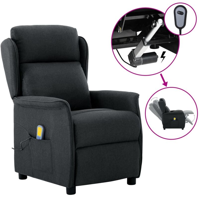 

Sillón de masaje eléctrico y reclinable de tela gris oscuro - Gris - Youthup