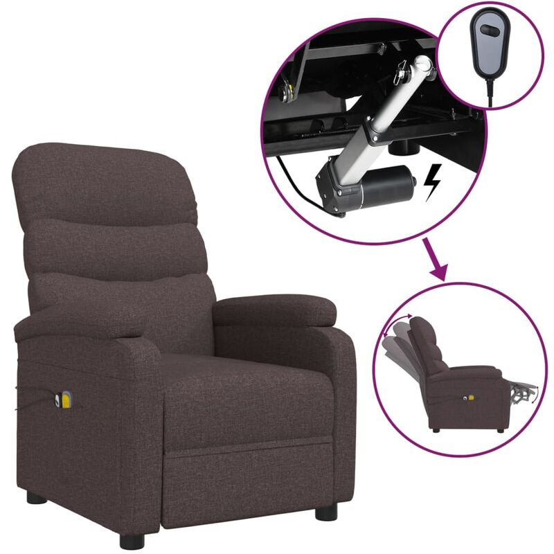 

Sillón de masaje eléctrico y reclinable de tela marrón oscuro - Marrón - Youthup