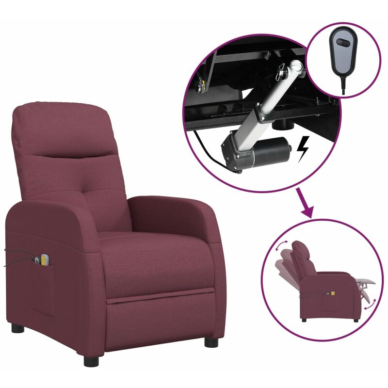 

Sillón de masaje eléctrico y reclinable de tela morado - Púrpura - Youthup