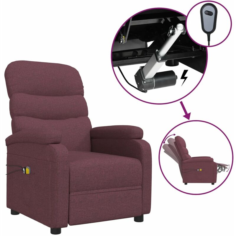 

Sillón de masaje eléctrico y reclinable de tela morado - Púrpura - Youthup