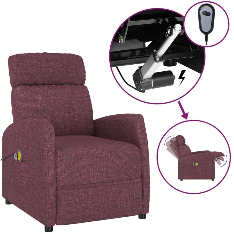 

Sillón de masaje eléctrico y reclinable de tela morado - Púrpura - Youthup