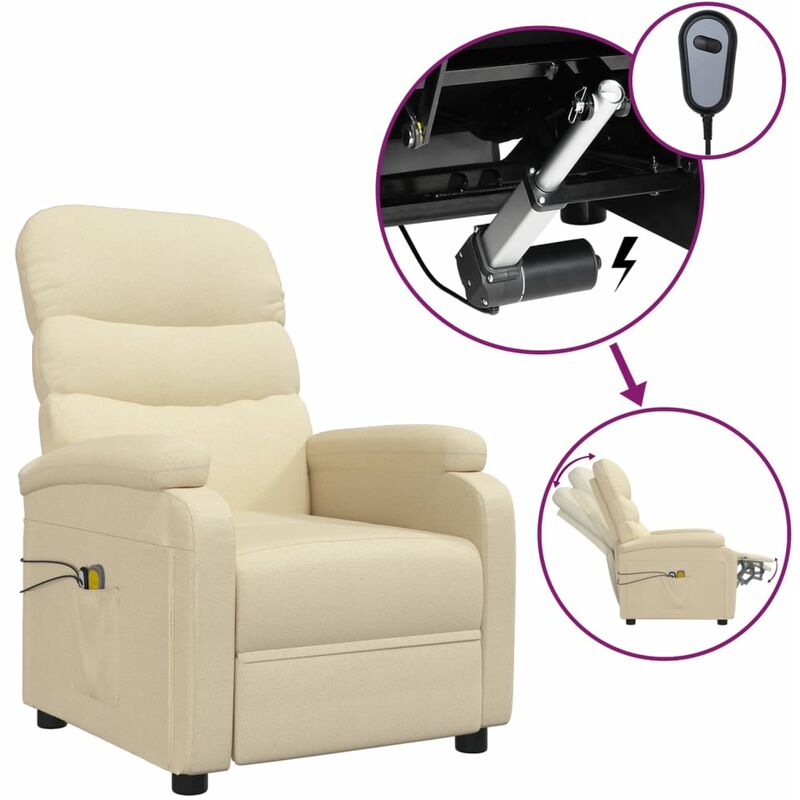 

Sillón de masaje eléctrico y reclinable tela color crema - Crema - Youthup