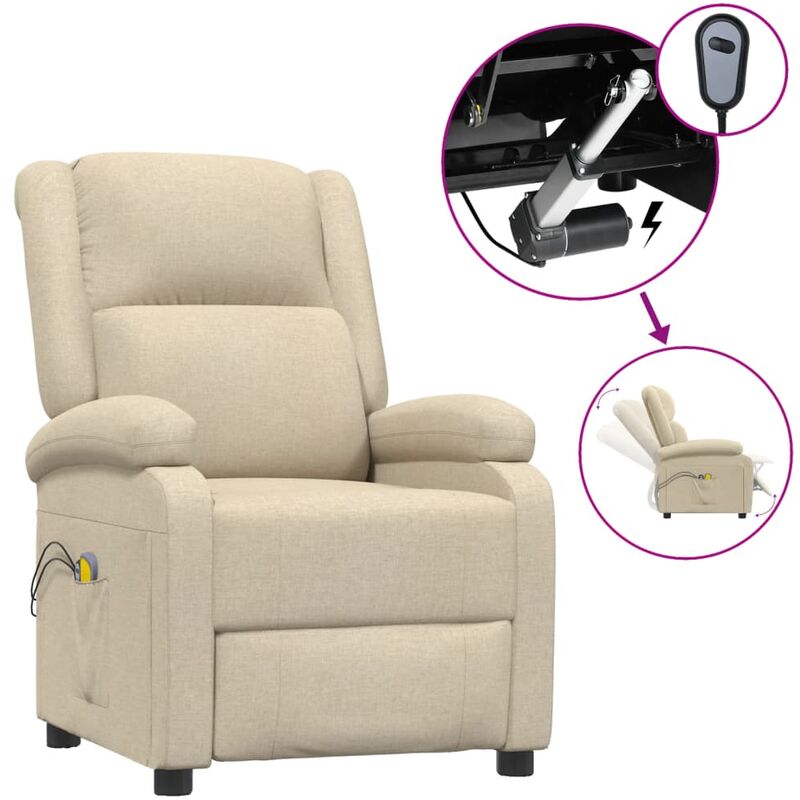 

Sillón de masaje eléctrico y reclinable tela color crema - Crema - Youthup