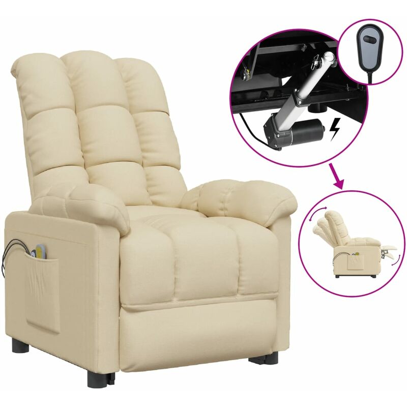 

Sillón de masaje eléctrico y reclinable tela crema - Crema - Youthup