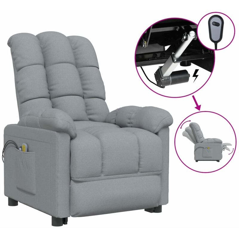 

Sillón de masaje eléctrico y reclinable tela gris claro - Gris - Youthup