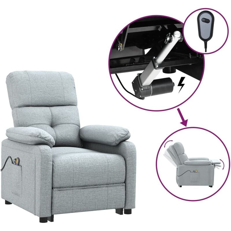 

Sillón de masaje eléctrico y reclinable tela gris claro - Gris - Youthup