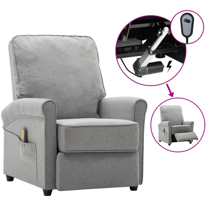 

Sillón de masaje eléctrico y reclinable tela gris claro - Gris - Youthup