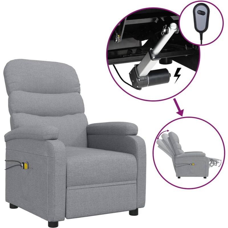 

Sillón de masaje eléctrico y reclinable tela gris claro - Gris - Youthup