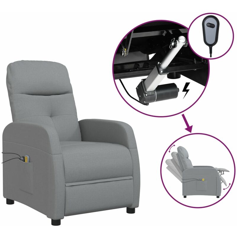 

Sillón de masaje eléctrico y reclinable tela gris claro - Gris - Youthup