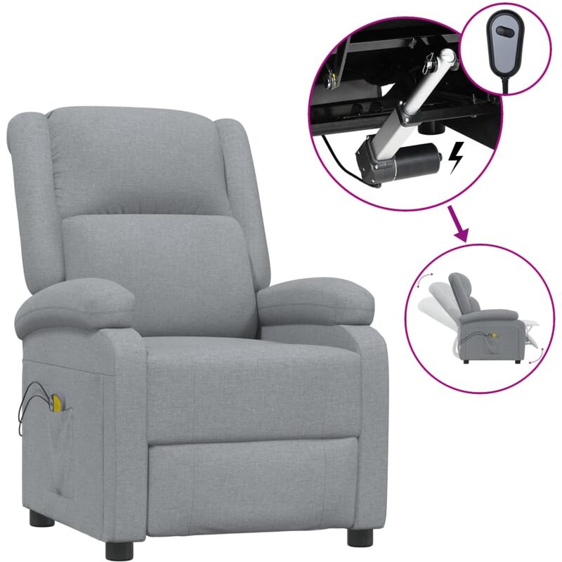 

YOUTHUP Sillón de masaje eléctrico y reclinable tela gris claro - Gris