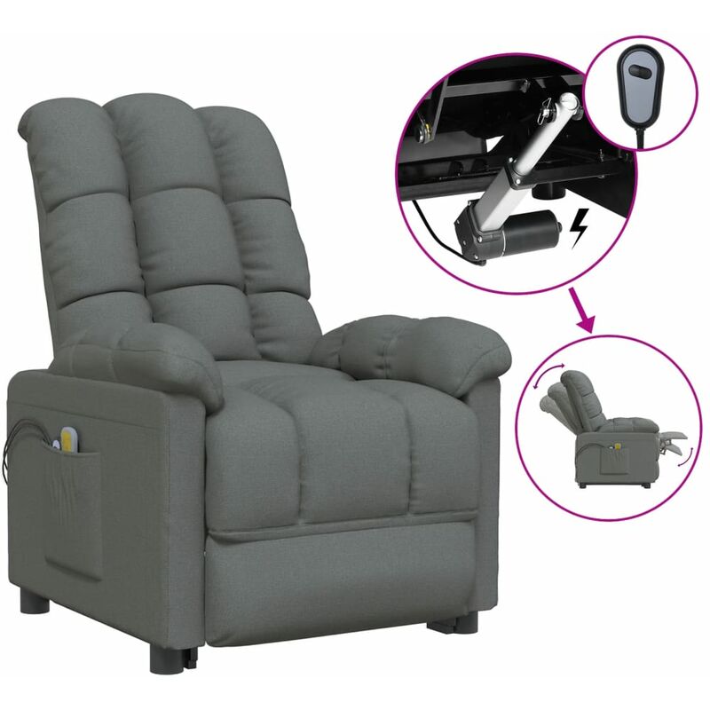 

Sillón de masaje eléctrico y reclinable tela gris oscuro - Gris - Youthup