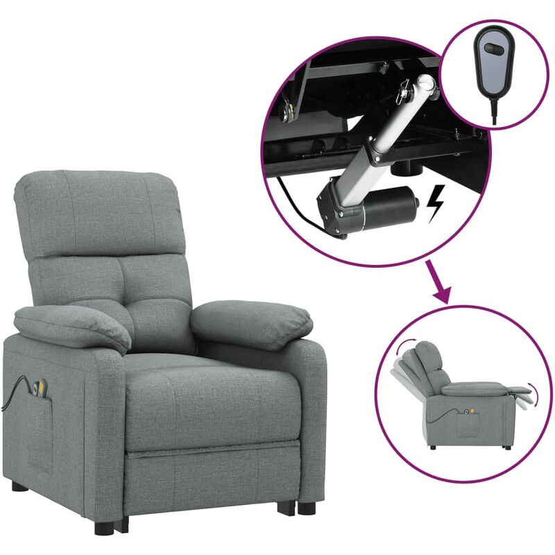 

Sillón de masaje eléctrico y reclinable tela gris oscuro - Gris - Youthup