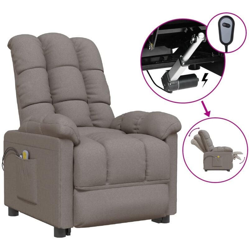 

Sillón de masaje eléctrico y reclinable tela gris taupé - Gris Topo - Youthup