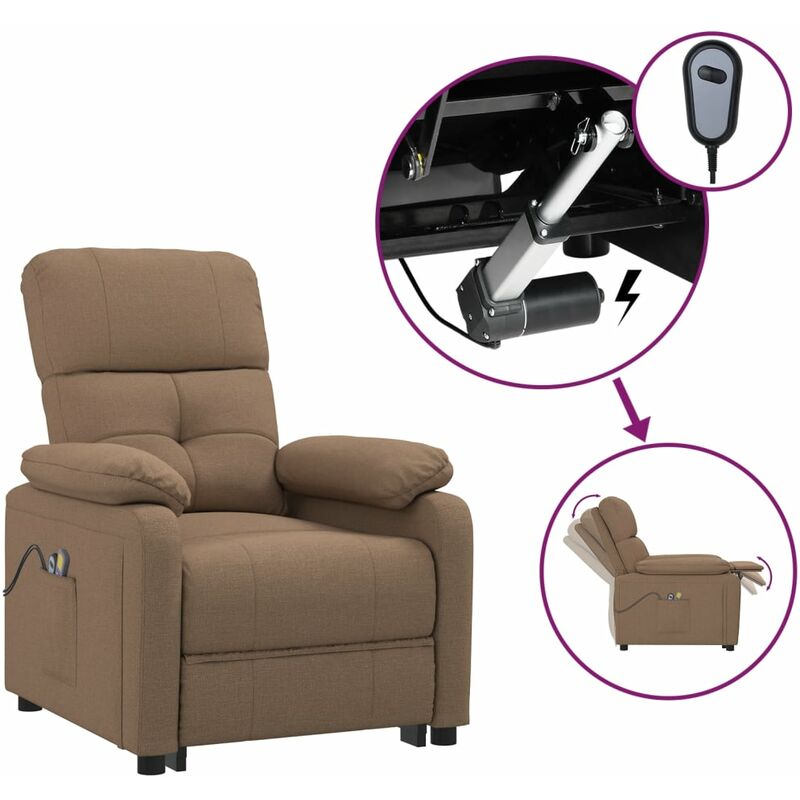 

Sillón de masaje eléctrico y reclinable tela marrón - Marrón - Youthup