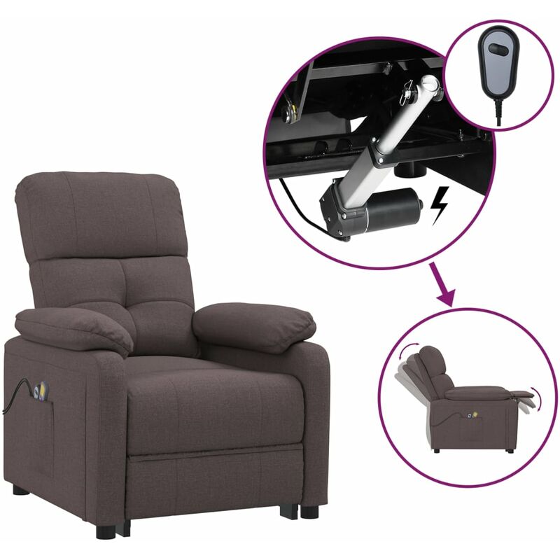 

Sillón de masaje eléctrico y reclinable tela marrón oscuro - Marrón - Youthup