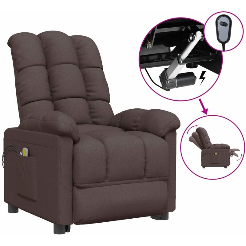 

Sillón de masaje eléctrico y reclinable tela marrón oscuro - Marrón - Youthup