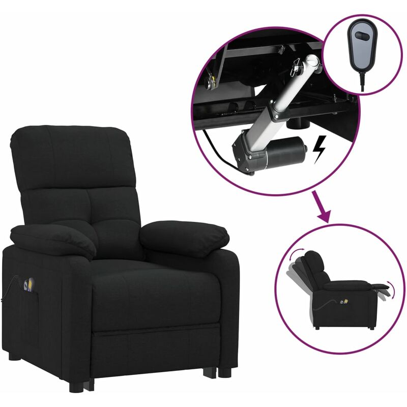 

Sillón de masaje eléctrico y reclinable tela negro - Negro - Youthup