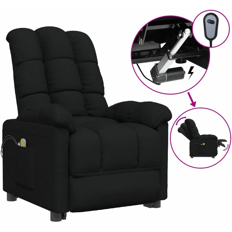 

Sillón de masaje eléctrico y reclinable tela negro - Negro - Youthup
