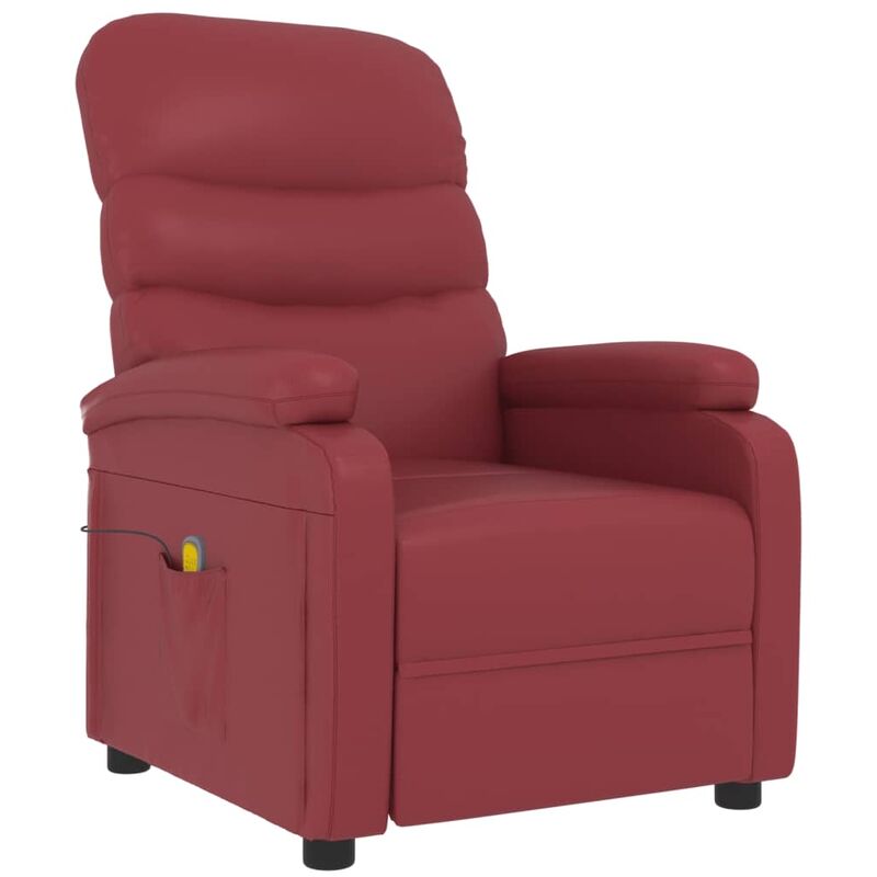 

Sillón de masaje reclinable cuero sintético color vino tinto - Rojo - Youthup