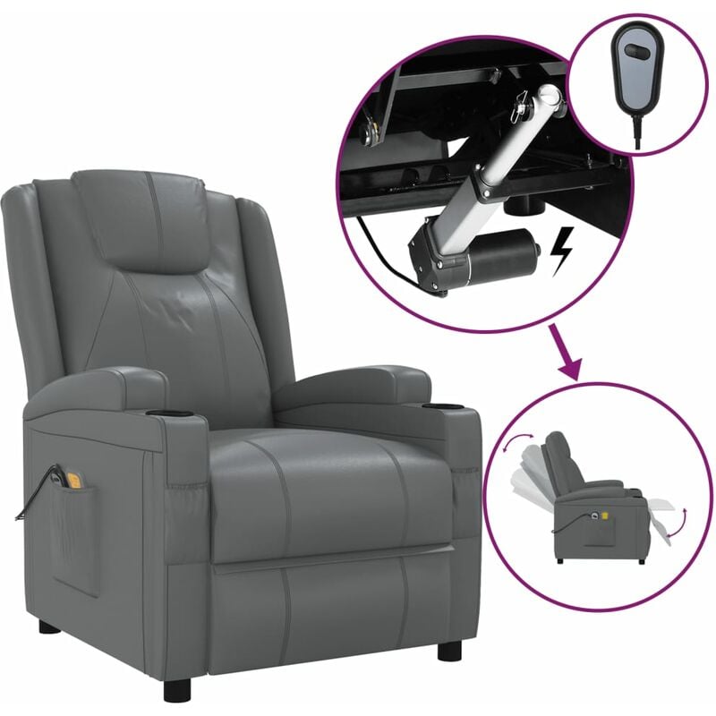 

Sillón de masaje reclinable eléctrico cuero sintética antracita - Antracita - Youthup