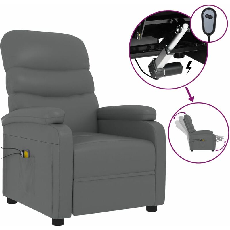 

Sillón de masaje reclinable eléctrico de cuero sintético gris - Gris - Youthup