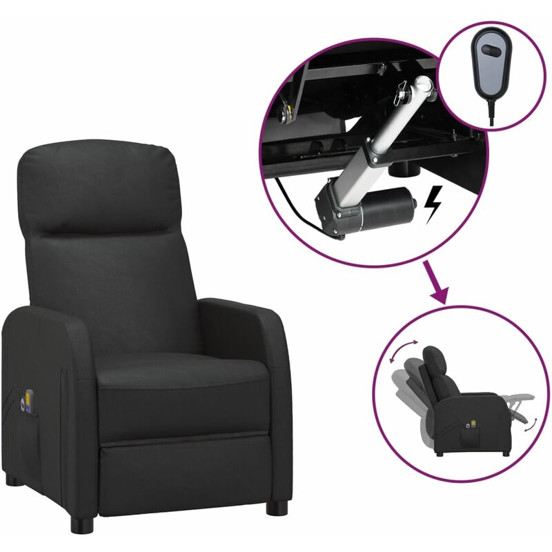 

Sillón de masaje reclinable eléctrico de cuero sintético negro - Negro - Youthup