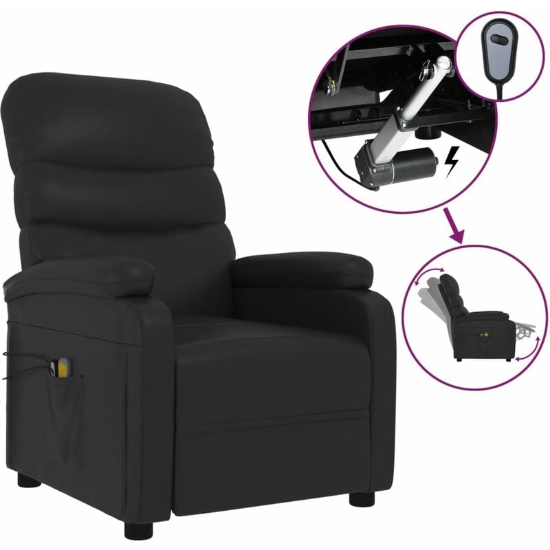 

Sillón de masaje reclinable eléctrico de cuero sintético negro - Negro - Youthup