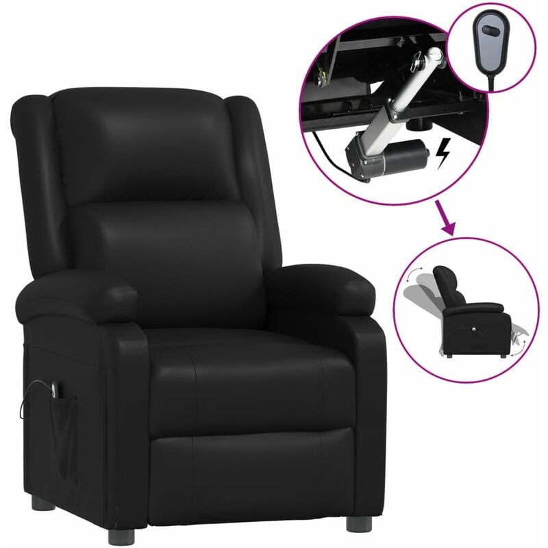 

YOUTHUP Sillón eléctrico para TV de cuero sintético negro - Negro