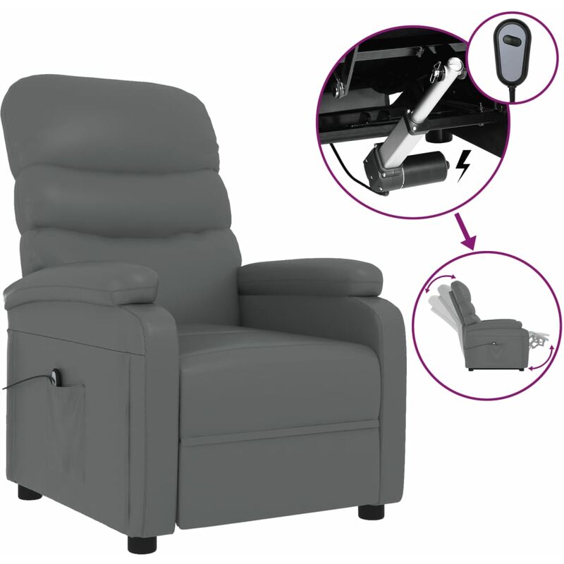 

Sillón eléctrico reclinable cuero sintético gris - Gris - Youthup