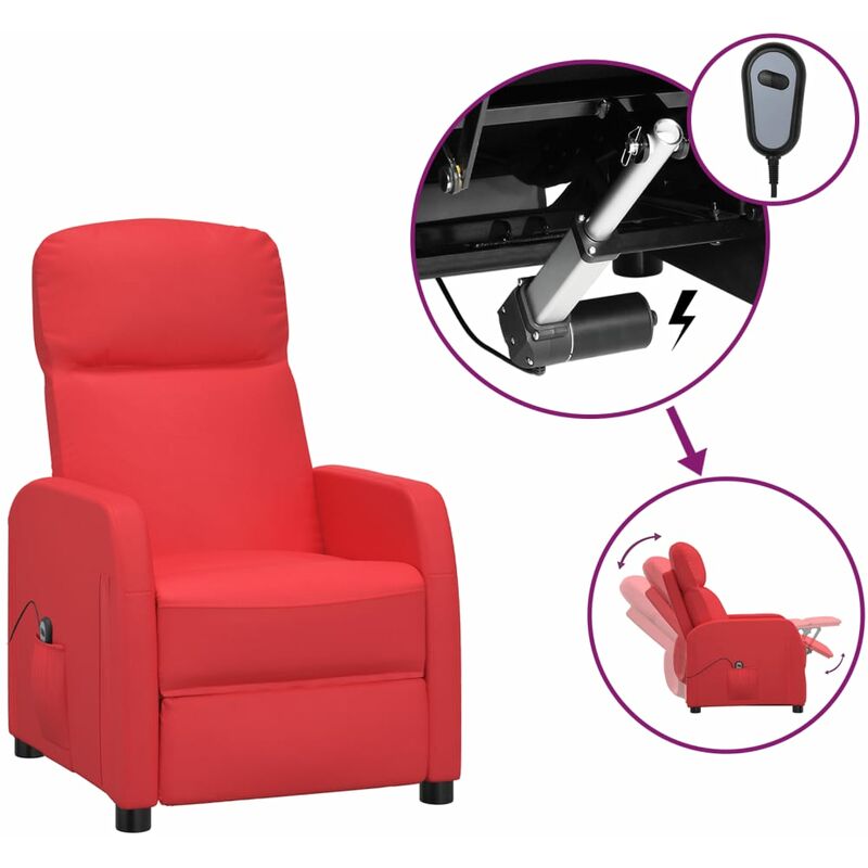 

Sillón eléctrico reclinable cuero sintético rojo - Rojo - Youthup