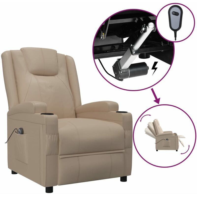 

Sillón eléctrico reclinable de cuero sintético cappuccino - Marrón - Youthup