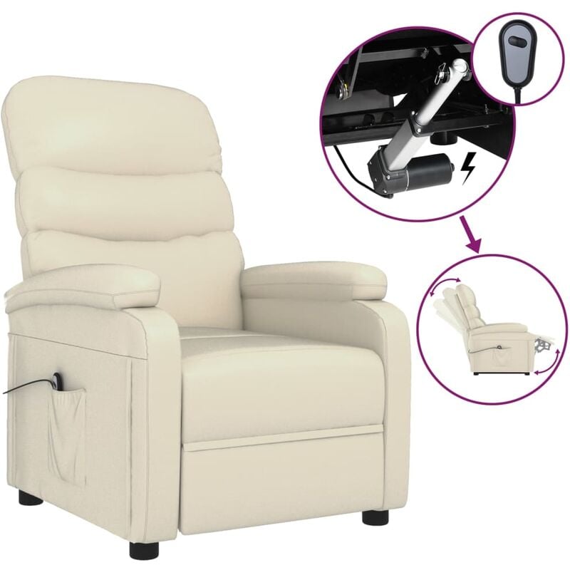

Sillón eléctrico reclinable de cuero sintético crema - Crema - Youthup
