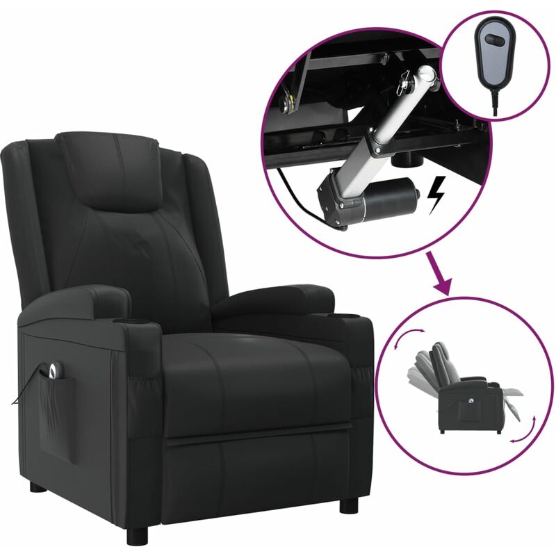 

Sillón eléctrico reclinable de cuero sintético negro - Negro - Youthup